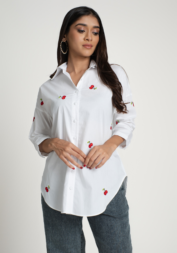 CHERRY EMBROIDARY BLOUSE 